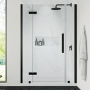 Ove Decors Tampa 48 in. L x 34 in. W x 72 in. H Alcove Shower Kit with Pivot Frameless Shower Door in Black and Shower Pan